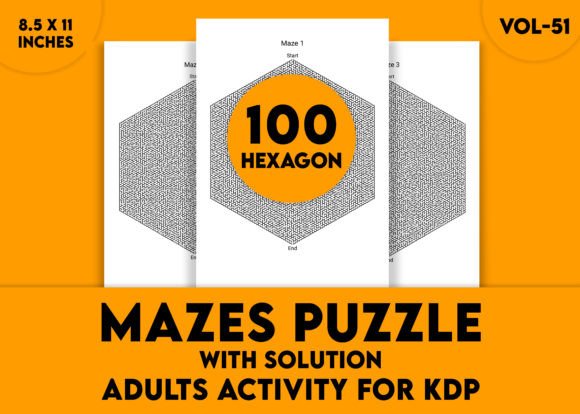 Adults Hard Hexagon Mazes Puzzles Vol-51