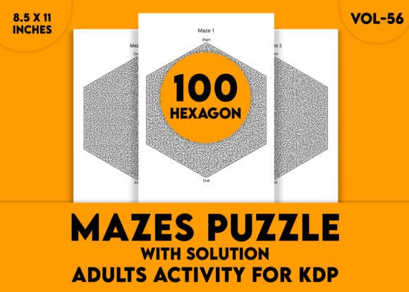 Adults Hard Hexagon Mazes Puzzles Vol-56