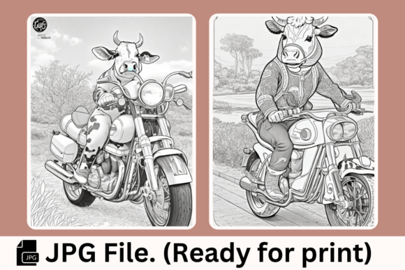 Cows Motorcycles - Coloring Pages for Creative Kids and Adults