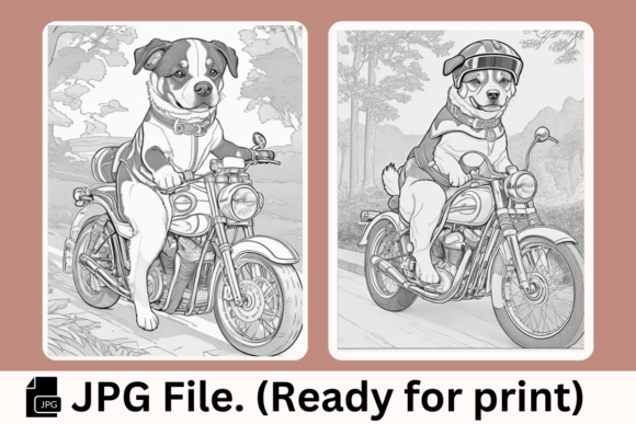 Dogs Motorcycles - Coloring Pages